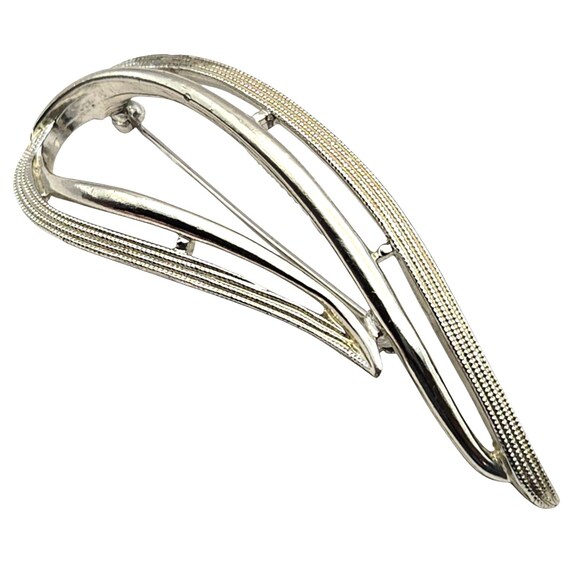 Vintage Sarah Coventry Silver Tone Geometric Mid-Century Modern Brooch 2 1/2 " x 1 "