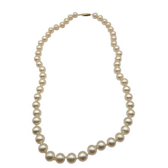 Vtg Cultured Pearl Beaded Necklace 8.41mm White/Champagne Pearls Elegant Jewelry 18 "