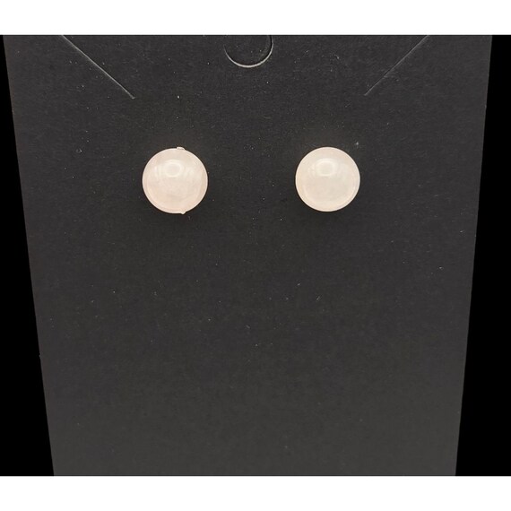 Vintage Sterling Silver Rose Quartz Stud Earrings 8mm Ball