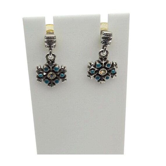 Vintage Brighton Silver Blue Stone Snowflake Earrings Etsy