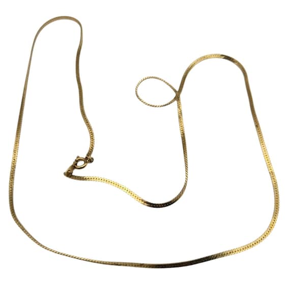 Vtg Gold Tone Trifari Slimline Flat Necklace 24" Elegant Minimalist Style Jewelry