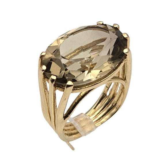 Vtg. Custom 14 Kt. Gold Citrine Cocktail Ring Size 4.5