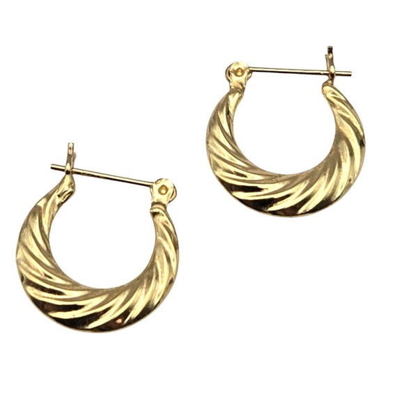 Vtg 14 Kt Gold Petite Twist Hoop Earrings 5/8 " Hoops