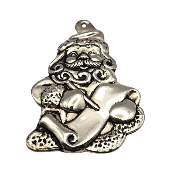 Vtg Gorham Silver-Plated Santa Claus Ornament/Pendant Christmas Decor Collectible