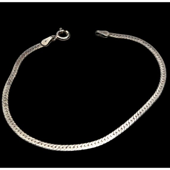 Vintage Sterling Silver Herringbone Chain Bracelet 925 7 "