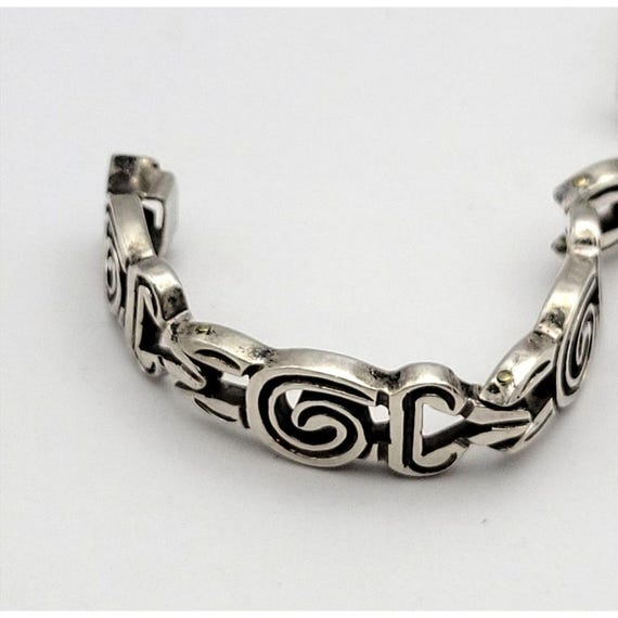Vintage Sterling Silver Abstract Swirl Link Bracelet 8 Inches GIFT