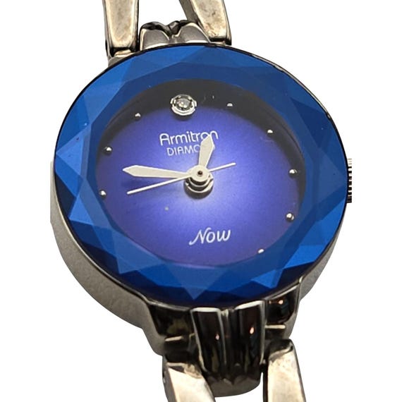Armitron Ladies Vintage Diamond Accent Silver-Tone Bracelet Watch Blue Dial