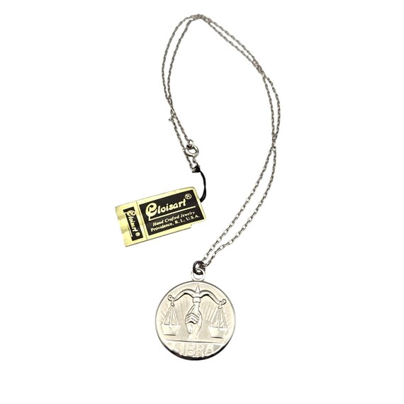 Vtg Cloisart Sterling Silver Libra Pendant Necklace Zodiac Sept 24-Oct 23 With Chain Handcrafted USA