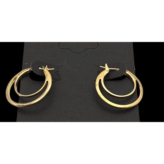 Vtg. Gold Tone Monet Double Hoop Earrings Latch Back 3/4 " x 1/16 "