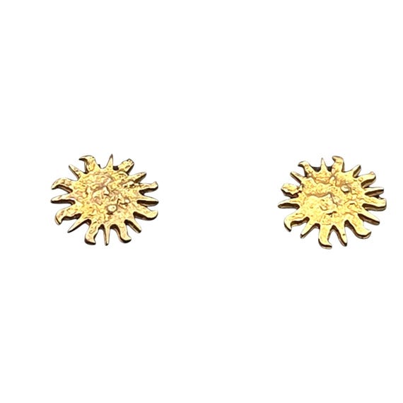 Vtg Gold Vermeil Sterling Sunburst Petite Stud Earrings 1/4 Inch Face Womens Jewelry