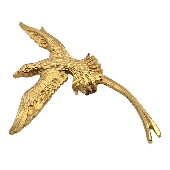 Vintage Gold Plated Pewter Swallowtail Bird Brooch Pin 2 1/2 " x 1 1/2 "