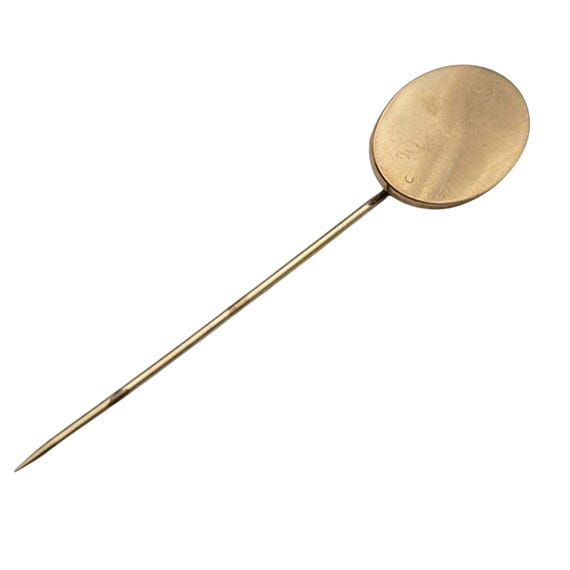 Vintage Victorian Gold Tone Oval Stickpin For Lapel Or Blouse 2 1/2 "