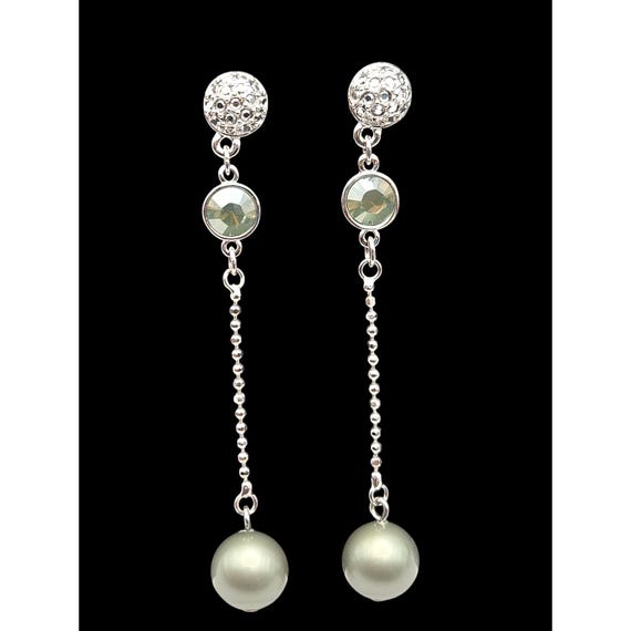Vintage Swarovski Crystal Dangle Bead Earrings 2 1/2 Inch