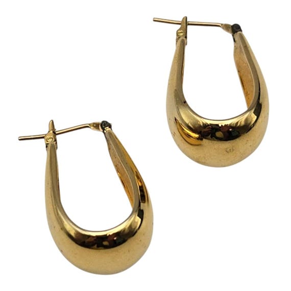 Vtg Monet Gold Tone Pierced Hoop Earrings 3/4" Drop