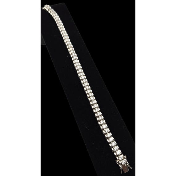 Sterling Silver CZ Tennis Bracelet 7.5" Thailand 925 Vintage Elegant Jewelry Womens Accessory