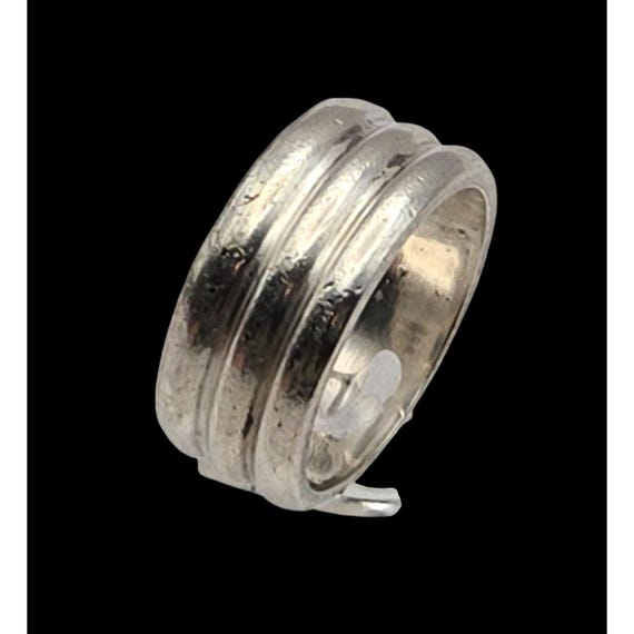 Wide Sterling Silver Band Ring With Triple Groove Design 5 1/4