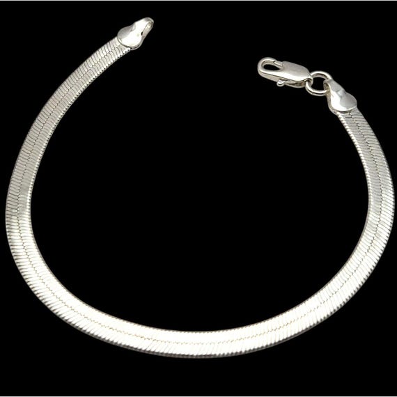 Vtg Sterling Silver Herringbone Shimmer Bracelet 7" Lobster Clasp Elegant Classic Jewelry 7 1/2 "