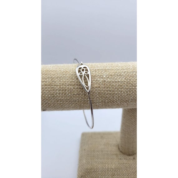 Sterling Silver Filigree Teardrop Bangle Bracelet 925 Jewelry Women's Elegant Accessory
