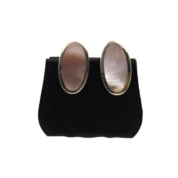 Sterling Silver 925 Mother Of Pearl Oval Earrings