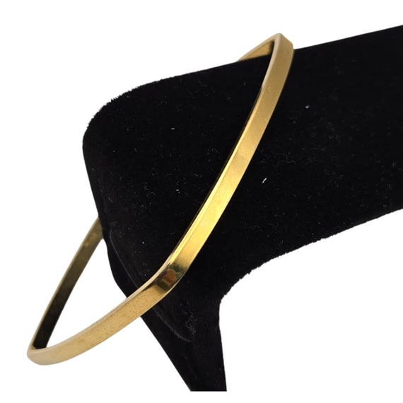 Vtg Crown Trifari Slimline Gold Tone Square Bangle Bracelet Minimalist Mid-Century Modern Look & Appeal 2 1/2 " x 2 1/2 "