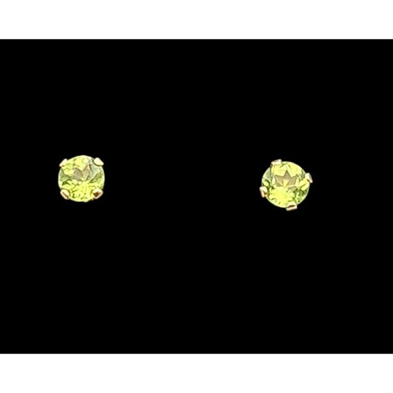 14 Kt. Gold Peridot Stud Earrings 4 mm Round Cut