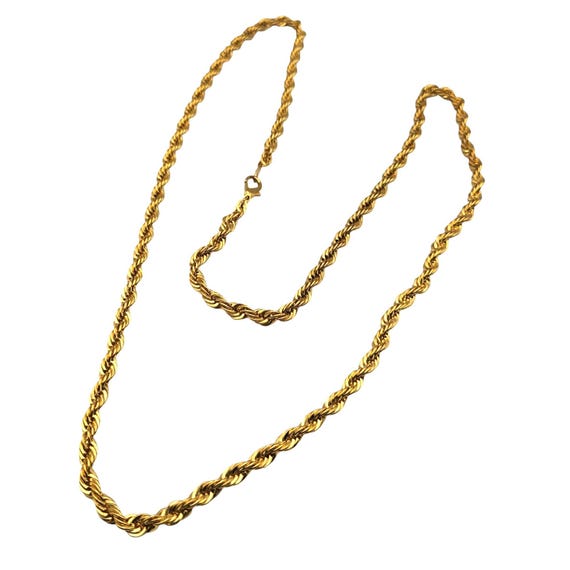 Vintage Gold Plated Heavy Rope Chain Necklace 29" Long X 3/16" Wide Made In Korea