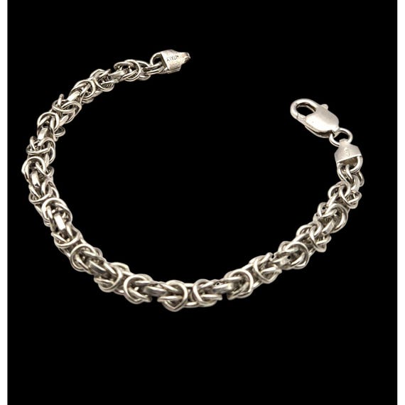 Sterling Silver Italian Byzantine Chain Bracelet With Lobster Clasp