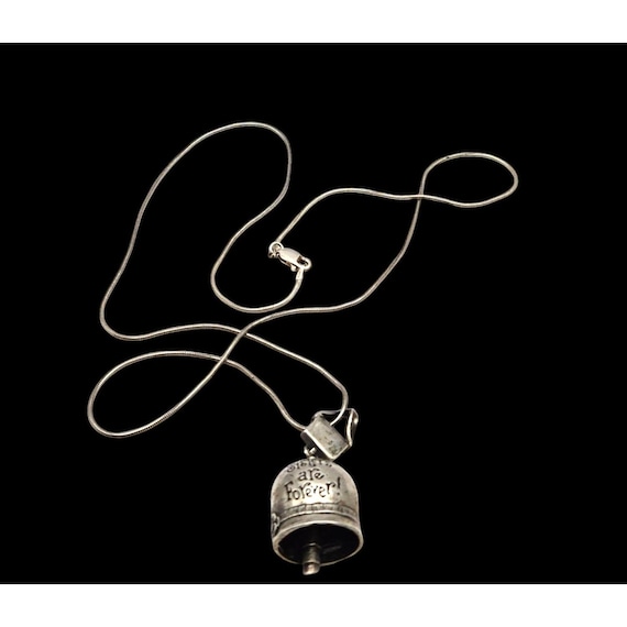 Vintage Sterling Silver "Sisters Are Forever" Bell Pendant Necklace