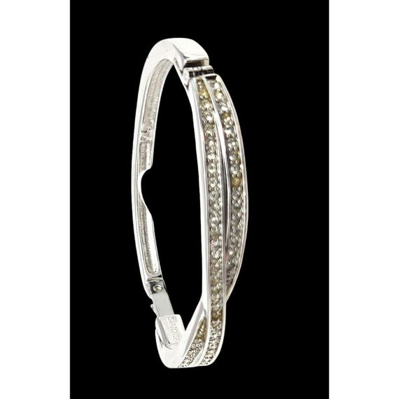 Swarovski Vintage Crystal Cross Over Bangle Bracelet With Latch Closure
