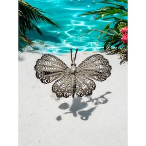 Vintage 925 Sterling Silver Filigree Butterfly Brooch Pin
