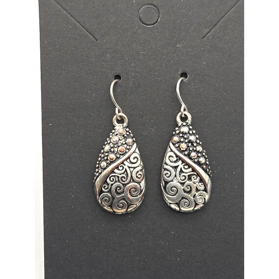 Vintage Silver Plated Copper Swirl Dangle Earrings