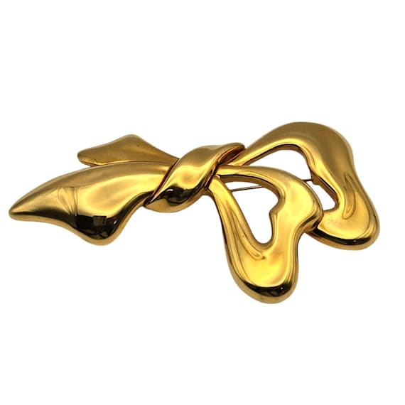 Vintage Monet Gold-Tone Abstract Bow Brooch Pin