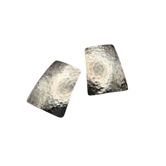Vtg James Avery Sterling Silver Hammered Finish Mid-Century Modern Stud Earrings