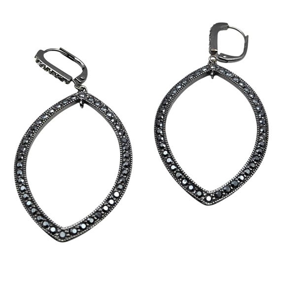 Givenchy Vintage Black Spinel Rhinestone Dangle Earrings For Women