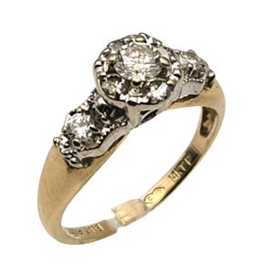 Vintage 14Kt Gold Three-Stone Natural Diamond Ring .50 Tdw Approx. 3.56 Grams Elegant Design