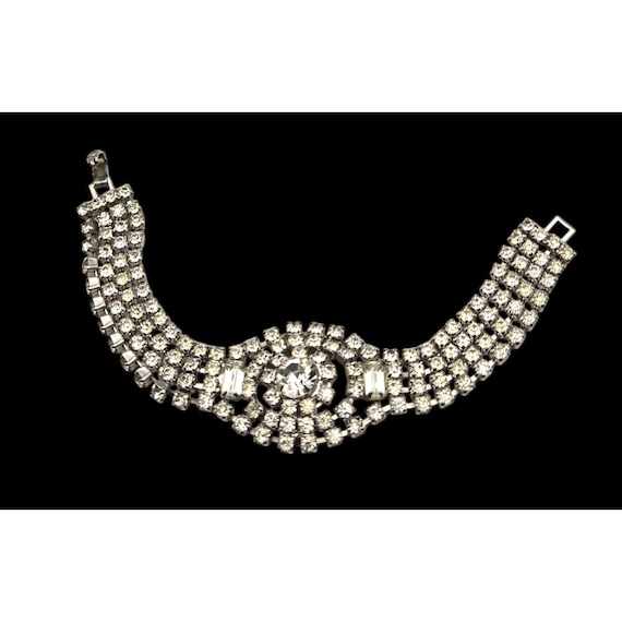 Vintage Rhinestone Bracelet  Sparkling Costume Jewelry  Adjustable Fit