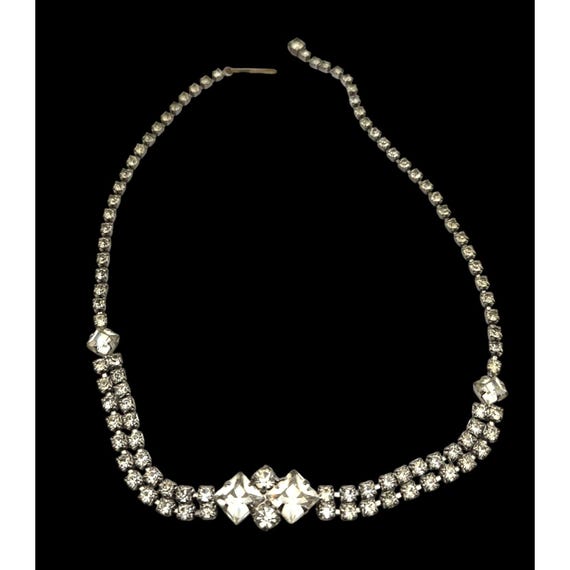Vintage Art Deco Rhinestone Necklace 15 1/2 "