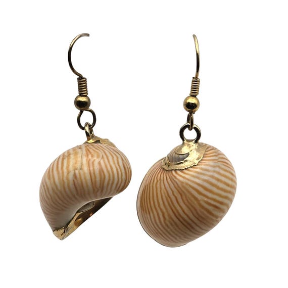 Natural Sea Shell Dangle Earrings With Gold Accents Outer Banks