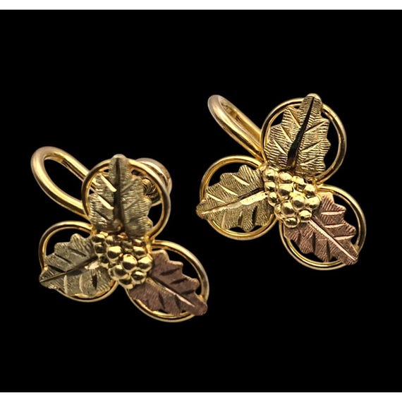 Vintage Black Hills Gold Screw Back Earrings 12 Kt. Gold Filled Backs 10 Kt. Gold Applied Fronts Two-Tone Gold Design