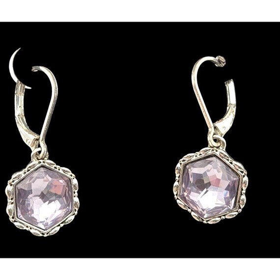 Vtg Napier Lavender Crystal Drop Earrings 1 " Drop