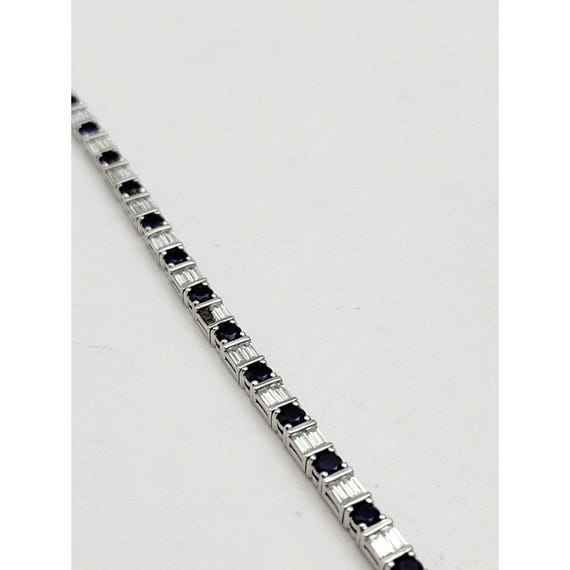 Elegant Sterling Silver CZ and Sapphire Bracelet