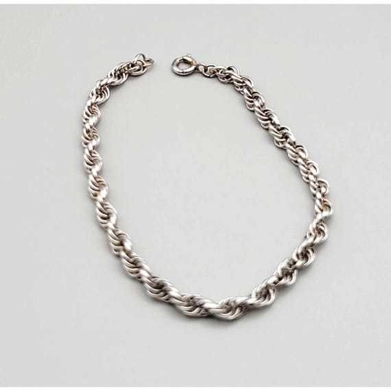 Sterling Silver Rope Chain Bracelet 6 3/4 " Twisted Design