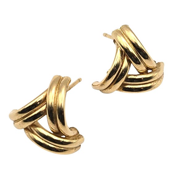 Vintage 14 Kt Gold Woven Knot Stud Earrings