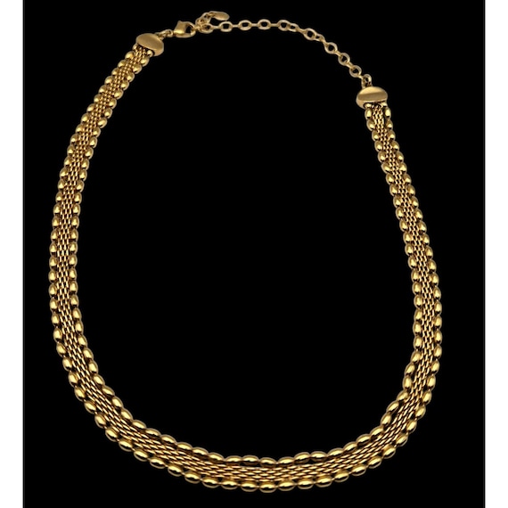 Vtg Monet Gold Tone Woven Panther Style Necklace 18" Length Lobster Clasp