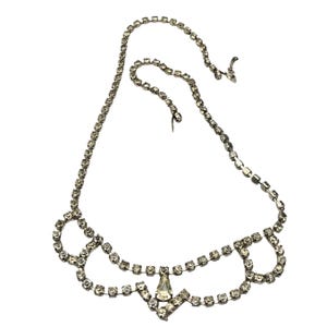 Vintage Rhinestone Necklace Elegant Silver-Tone Choker Bridal Rhinestone Jewelry