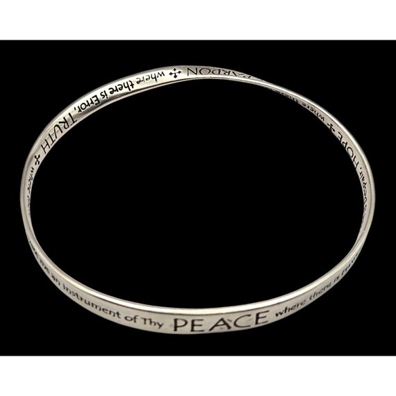 Sterling Mobius Circle Bracelet Engraved With Peace & Harmony Motivational Quote