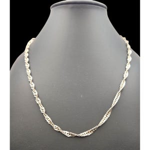 Vtg Sterling Silver Twist Chain Necklace 18&quot; Classic Minimalist Design