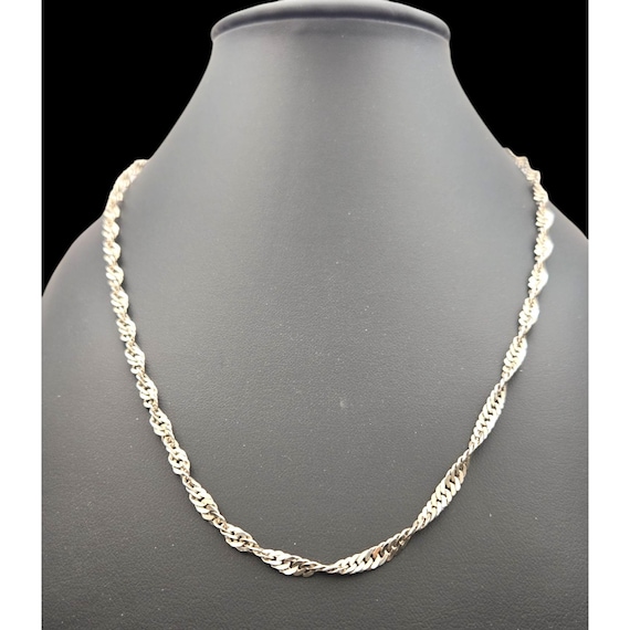 Vtg Sterling Silver Twist Chain Necklace 18" Classic Minimalist Design