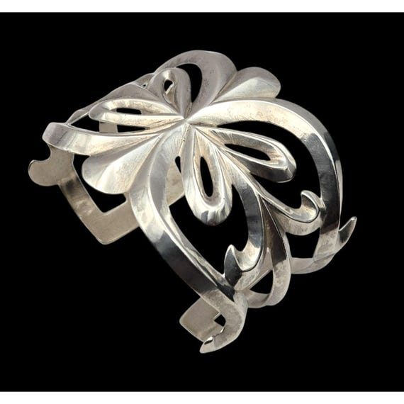 Handcrafted Vintage Butterfly Sterling Silver Cuff Bracelet 1980's