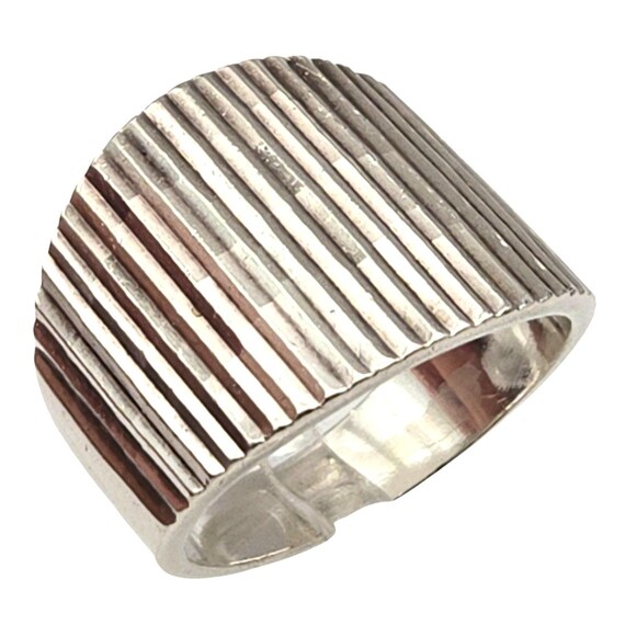 Vtg Sterling Silver Mid-Century Modern Geometric Band Ring Made In Mexico Size 10